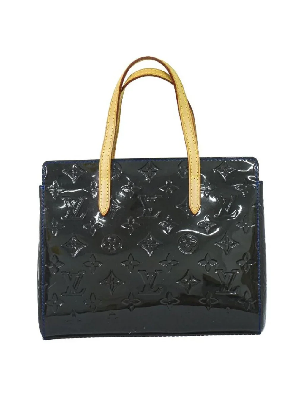 Louis Vuitton LV Catalina BB Vernis Leather Handle Grand Blue Bag Vintage